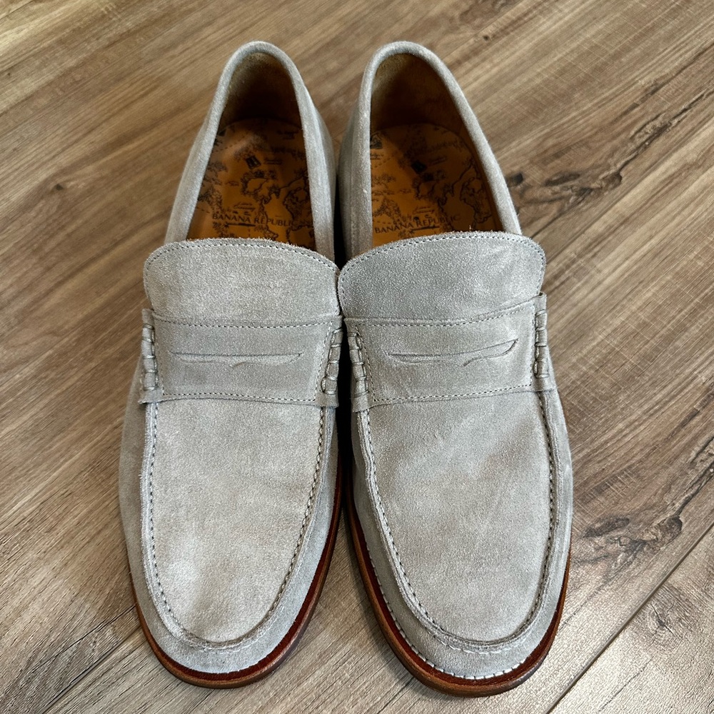 Banana Republic Asher Suede Stone Gray Penny Loafer Men’s 8